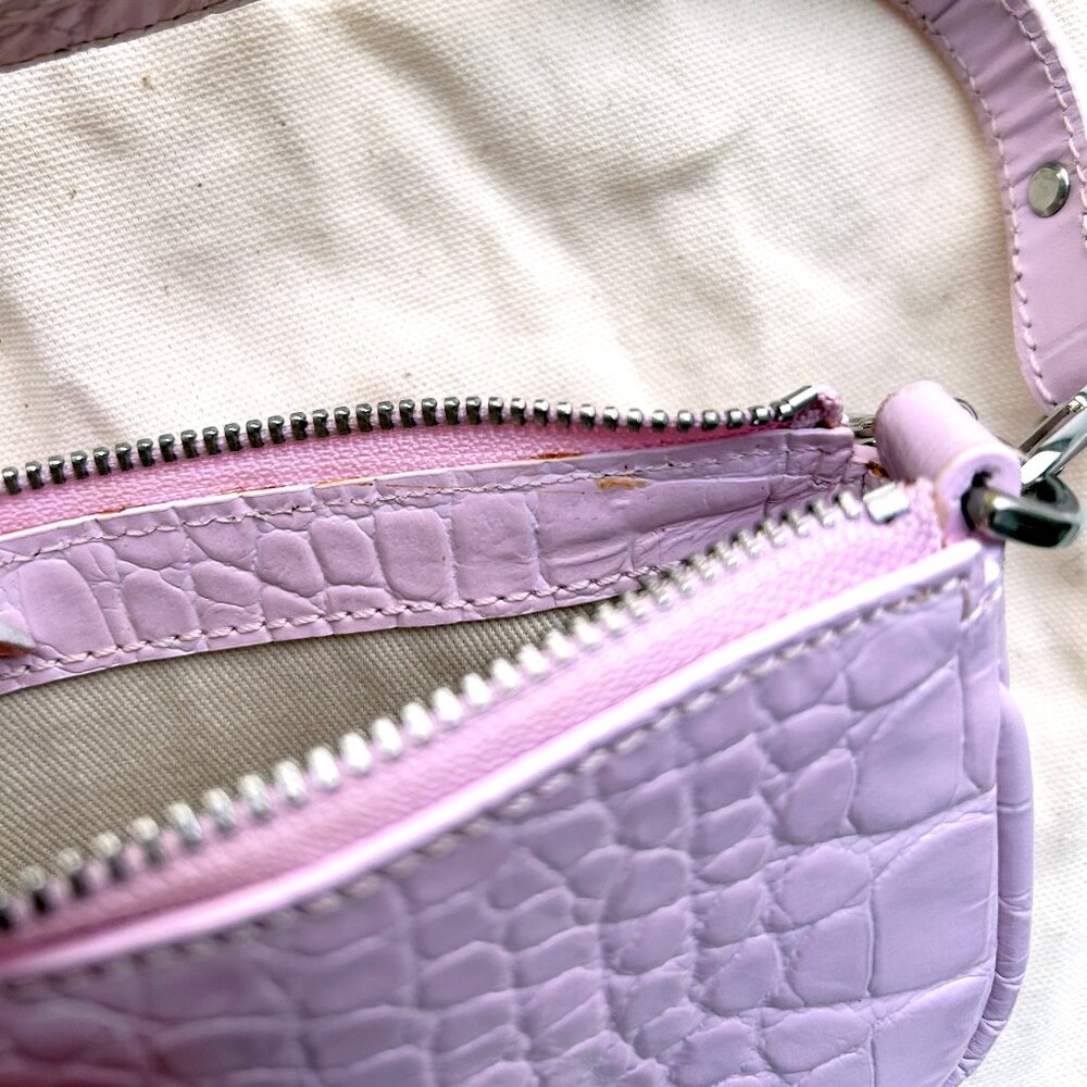 BY FAR Mini Rachel Croc-Effect Leather Bag in Pink - Picture 8 of 8